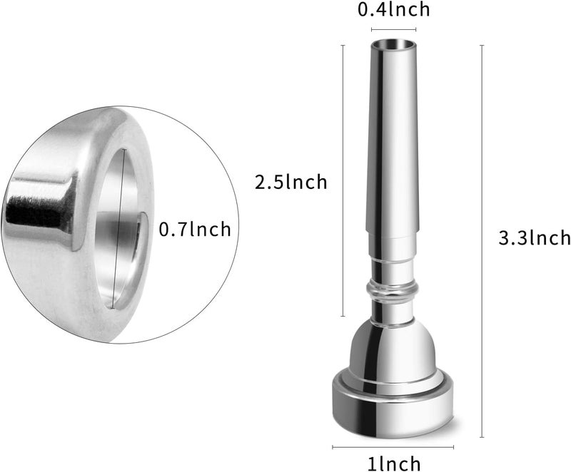 Cheerock 3Pack Trumpet Mouthpiece 3C 5C 7C Trumpet Accessories, Trumpet Mouthpiece Set with Brass Suitable for Beginners and Professional Players （Silver） - Image 5